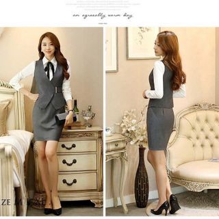 Set Công Sở Áo Gile Chân Váy Bút Chì