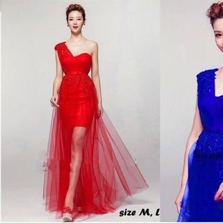 Đầm Lưới Đắp Ren Một Vai