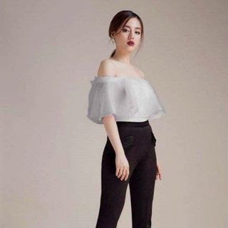 Set Áo Nhúng Bèo Trễ Vai Quần Tây