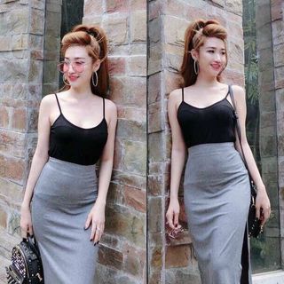 Set Áo Hai Dây Chân Váy Xẻ Tà