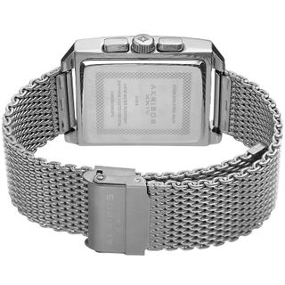 Đồng hồ thời trang nam Akribos XXIV AK918 Chronograph Date Stainless Steel Mesh Rectangular Trắng mặt xanh - Mặt 34mm