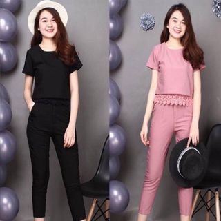 bộ quần lững tay con phối chân ren