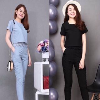 bộ quần lững tay con phối chân ren