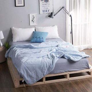 Chăn MUJI nhật bản màu xanh biển