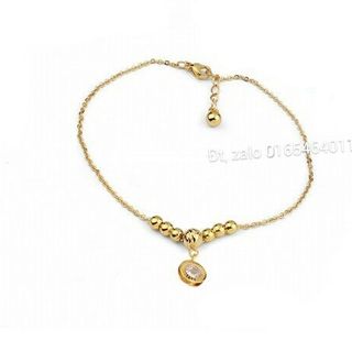 Lắc chân inox bi - hình tròn mạ vàng