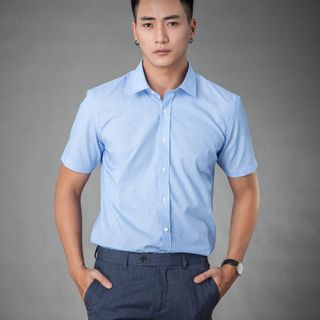 Sơ mi ngắn tay kẻ nhỏ xanh MSM1074