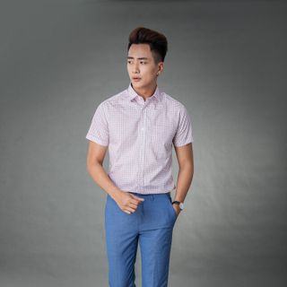 Sơ mi ngắn tay có túi hồng họa tiết MSM1082