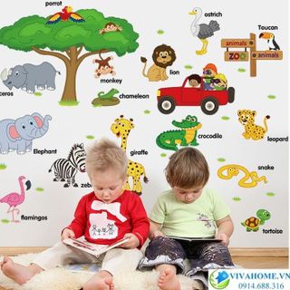 Decal dán tường vườn thú tiếng anh giá sỉ