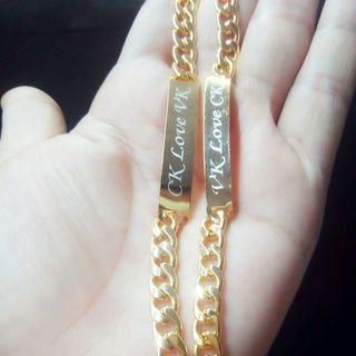 Lắc cặp mạ vàng khắc chữ