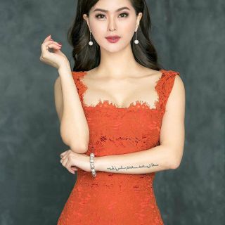 Đầm body đuôi cá ren cam 2170