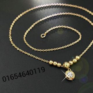 Dây chuyền bi - mặt hình tròn mạ vàng