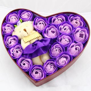 Hoa hồng sáp gấu 18 bông kèm gấu