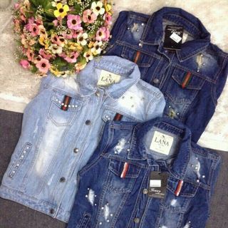 áo jeans đính cườm thời trang