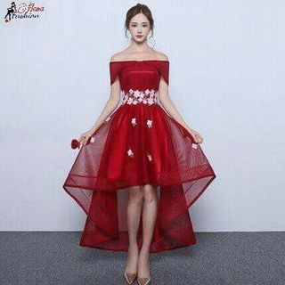 Đầm Xòe Bẹt Vai Đuôi Tôm Đính Hoa