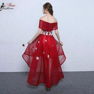 Đầm Xòe Bẹt Vai Đuôi Tôm Đính Hoa