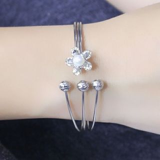 Vòng tay inox 3 bi - bông mai