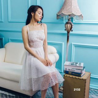 Đầm xòe ren trắng dự tiệc dễ thương 2132