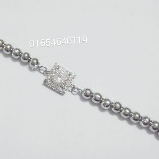 Lắc tay bi inox mặt vuông đính xoàn