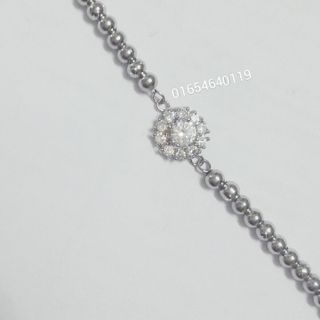 Lắc tay bi inox mặt tròn đính xoàn lớn