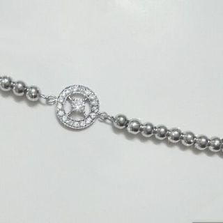 Lắc tay bi inox mặt tròn đính xoàn nhỏ