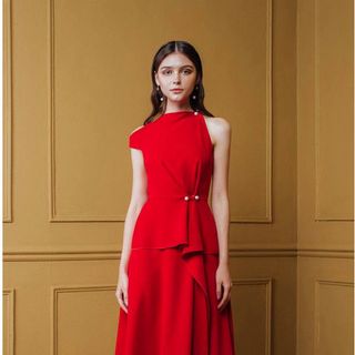 Đầm peplum công sở đỏ 2184