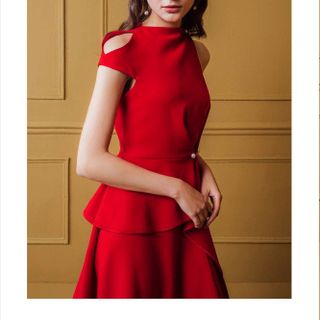 Đầm peplum công sở đỏ 2184