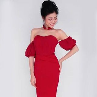 Đầm đỏ cúp ngực dễ thương 1590