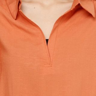 Áo sơ mi thời trang cổ V màu cam đất