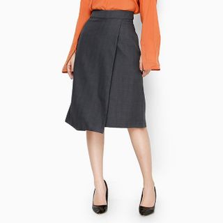 Quần Culottes ống xòe cách điệu màu xám