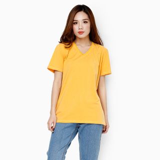 Áo thun cổ tim trẻ trung năng động màu cam