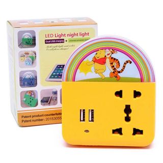 Ổ cắm điện đa năng 3 trong 1 có đế cắm usb tích hợp đèn led chiếu sáng giá sỉ