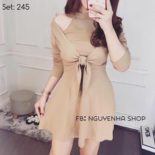 Set váy yếm kèm áo choàng