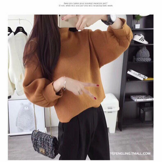 áo len tay bồng cổ cao