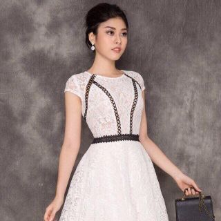 Đầm xoè ren viền đen dễ thương 2214