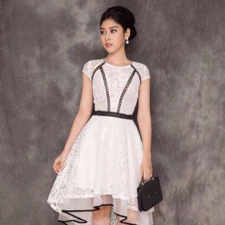 Đầm xoè ren viền đen dễ thương 2214