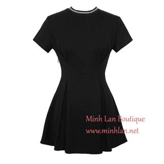 Đầm xòe cổ sọc viền trắng