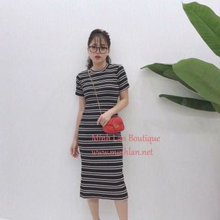 Đầm len sọc xẻ tà