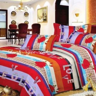 Bộ drap cotton hỗn hợp 1m6 hoa hồng giá sỉ