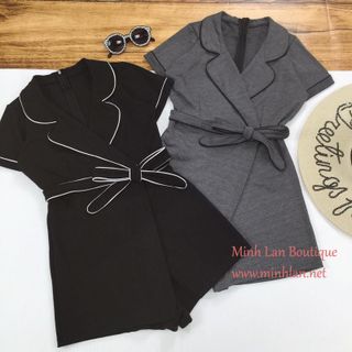 Jumsuit ngắn cổ vest
