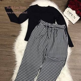 Set quần karo áo thun
