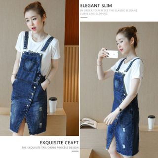 Đầm Jean Yếm Cut-out Tà Xẻ V