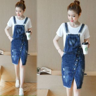 Đầm Jean Yếm Cut-out Tà Xẻ V