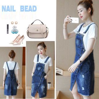 Đầm Jean Yếm Cut-out Tà Xẻ V