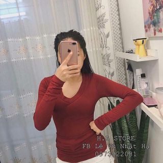 áo cổ tim thun lụa