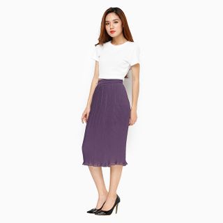 Chân váy nữ thời trang xếp ly màu tím