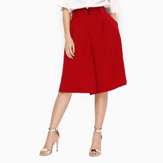 Quần thời trang ống rộng culottes màu đỏ sang trọng