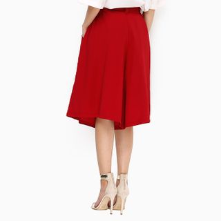Quần thời trang ống rộng culottes màu đỏ sang trọng