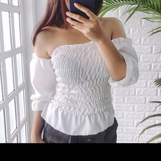 áo nhún bẹt vai tay bo