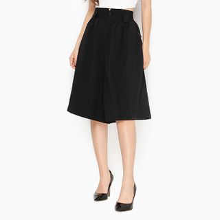 Quần ống rộng culottes duyên dáng màu đen