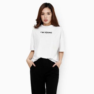 Áo thun nữ form rộng cá tính màu trắng